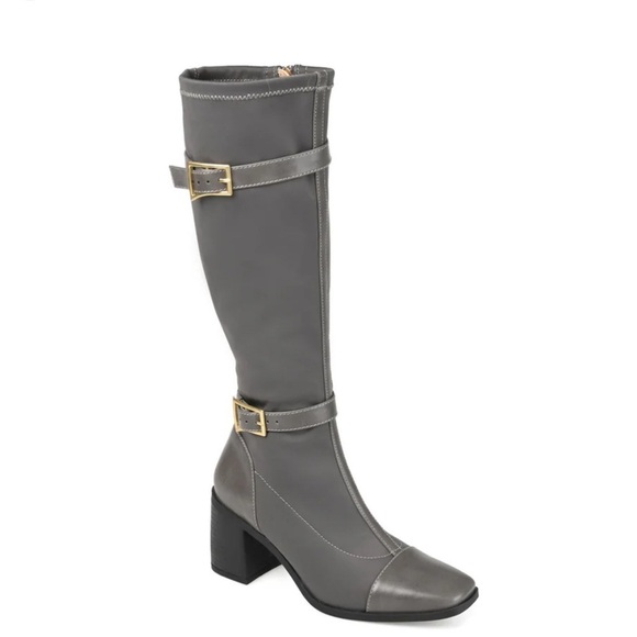 Journee Collection Gaibree Riding Knee-High Chunky Heel Gray Boots Size 11WC NIB - Picture 3 of 7